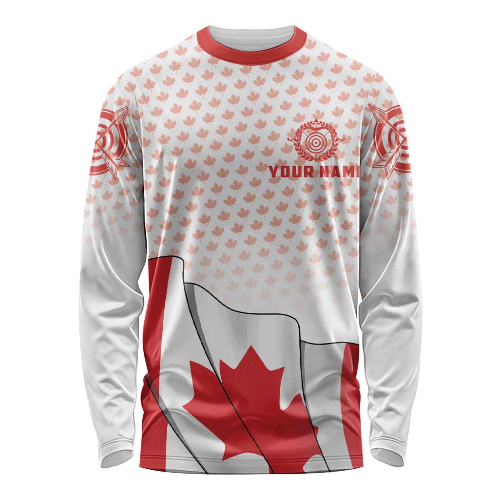 Personalized Canada Archery Long Sleeve Shirt Maple Leaf Canadian Flag