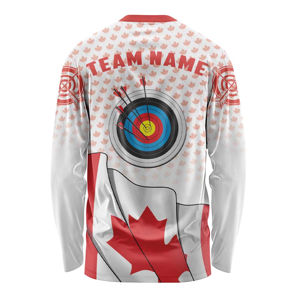 Personalized Canada Archery Long Sleeve Shirt Maple Leaf Canadian Flag