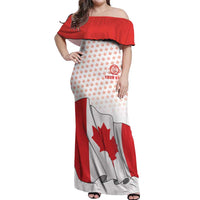 Personalized Canada Archery Off Shoulder Maxi Dress Maple Leaf Canadian Flag