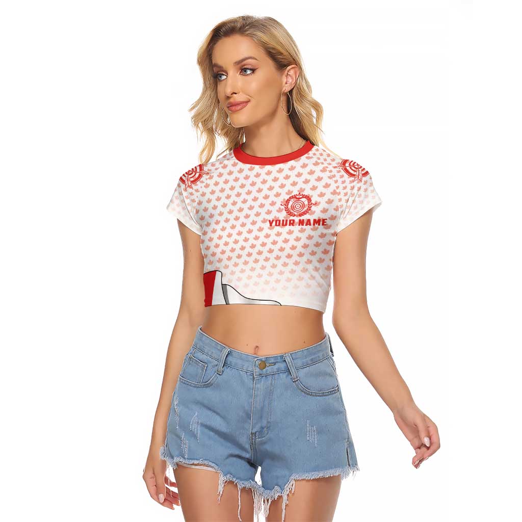 Personalized Canada Archery Raglan Cropped T Shirt Maple Leaf Canadian Flag