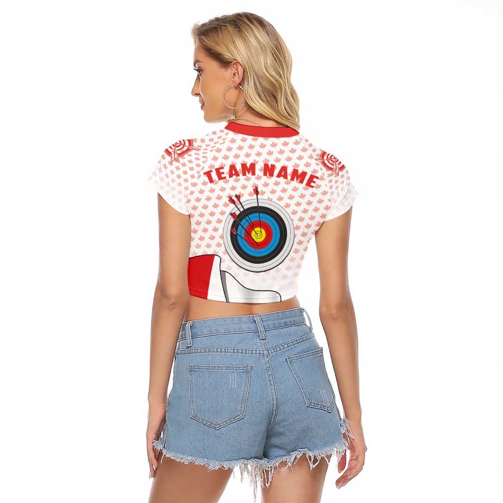 Personalized Canada Archery Raglan Cropped T Shirt Maple Leaf Canadian Flag