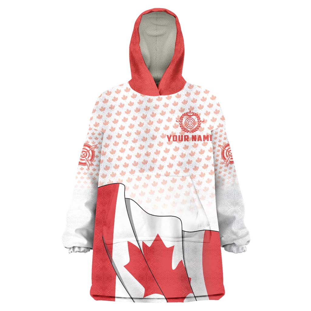 Personalized Canada Archery Wearable Blanket Hoodie Maple Leaf Canadian Flag