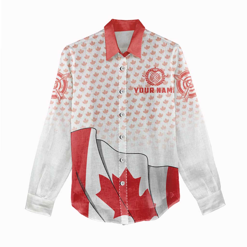 Personalized Canada Archery Women Casual Shirt Maple Leaf Canadian Flag