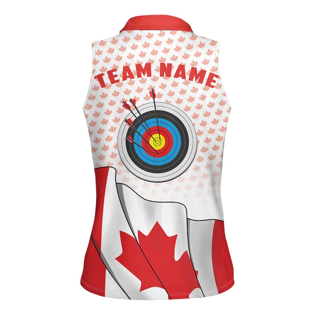 Personalized Canada Archery Women Sleeveless Polo Shirt Maple Leaf Canadian Flag