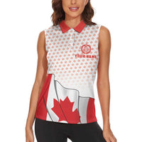 Personalized Canada Archery Women Sleeveless Polo Shirt Maple Leaf Canadian Flag