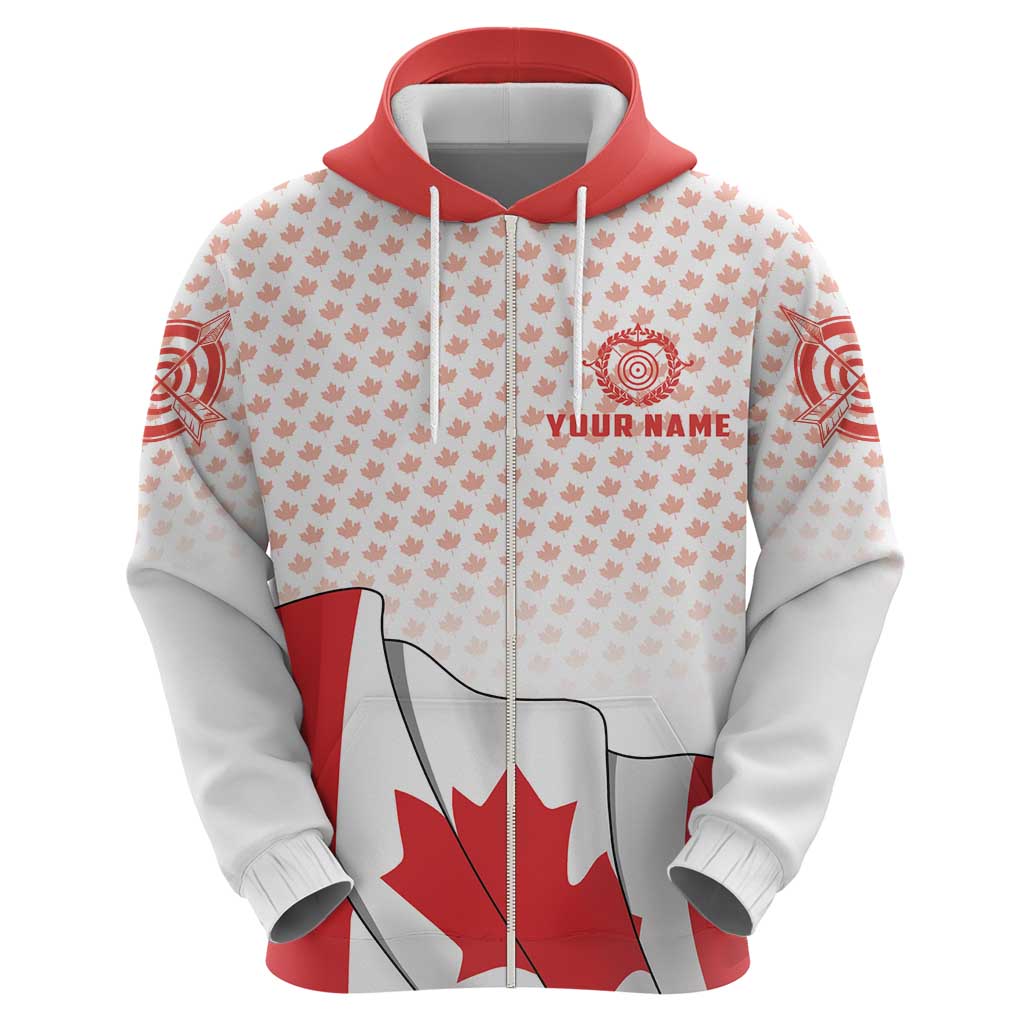 Personalized Canada Archery Zip Hoodie Maple Leaf Canadian Flag