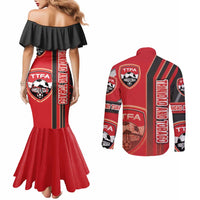 Trinidad and Tobago Football Couples Matching Mermaid Dress and Long Sleeve Button Shirt Soca Warriors Soccer - Road To Champion