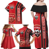 Trinidad and Tobago Football Family Matching Off Shoulder Maxi Dress and Hawaiian Shirt Soca Warriors Soccer - Road To Champion
