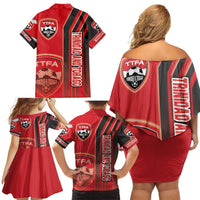 Trinidad and Tobago Football Family Matching Off Shoulder Short Dress and Hawaiian Shirt Soca Warriors Soccer - Road To Champion