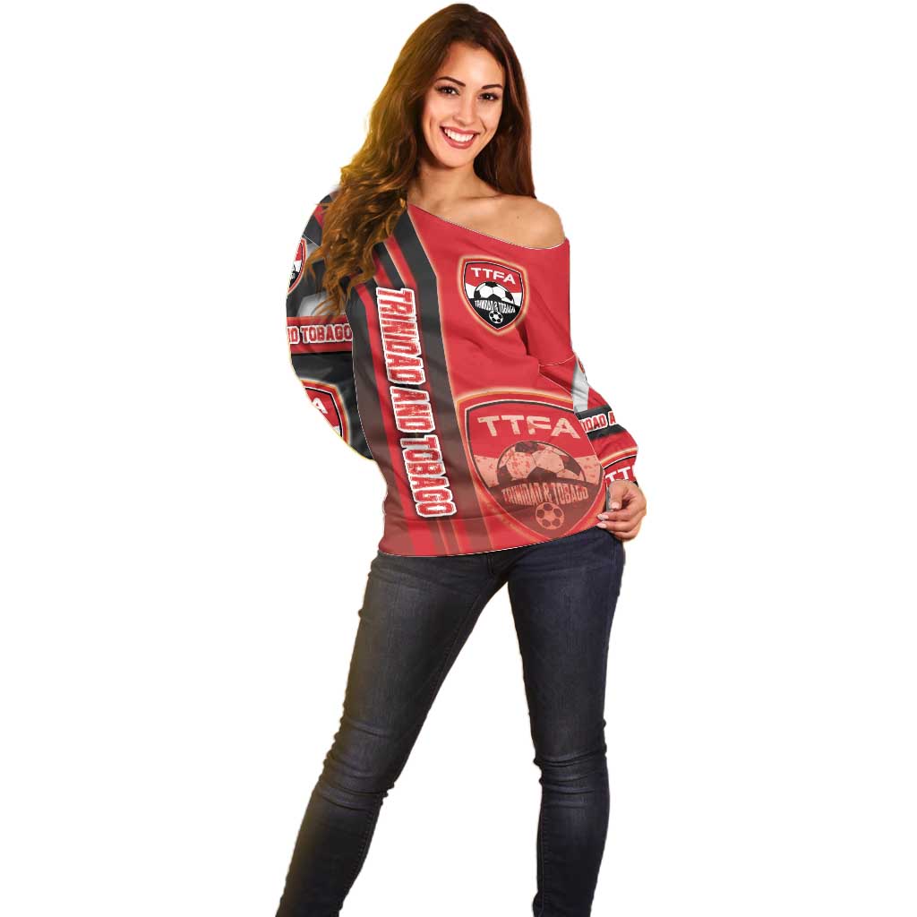 Trinidad and Tobago Football Off Shoulder Sweater Soca Warriors Soccer - Road To Champion