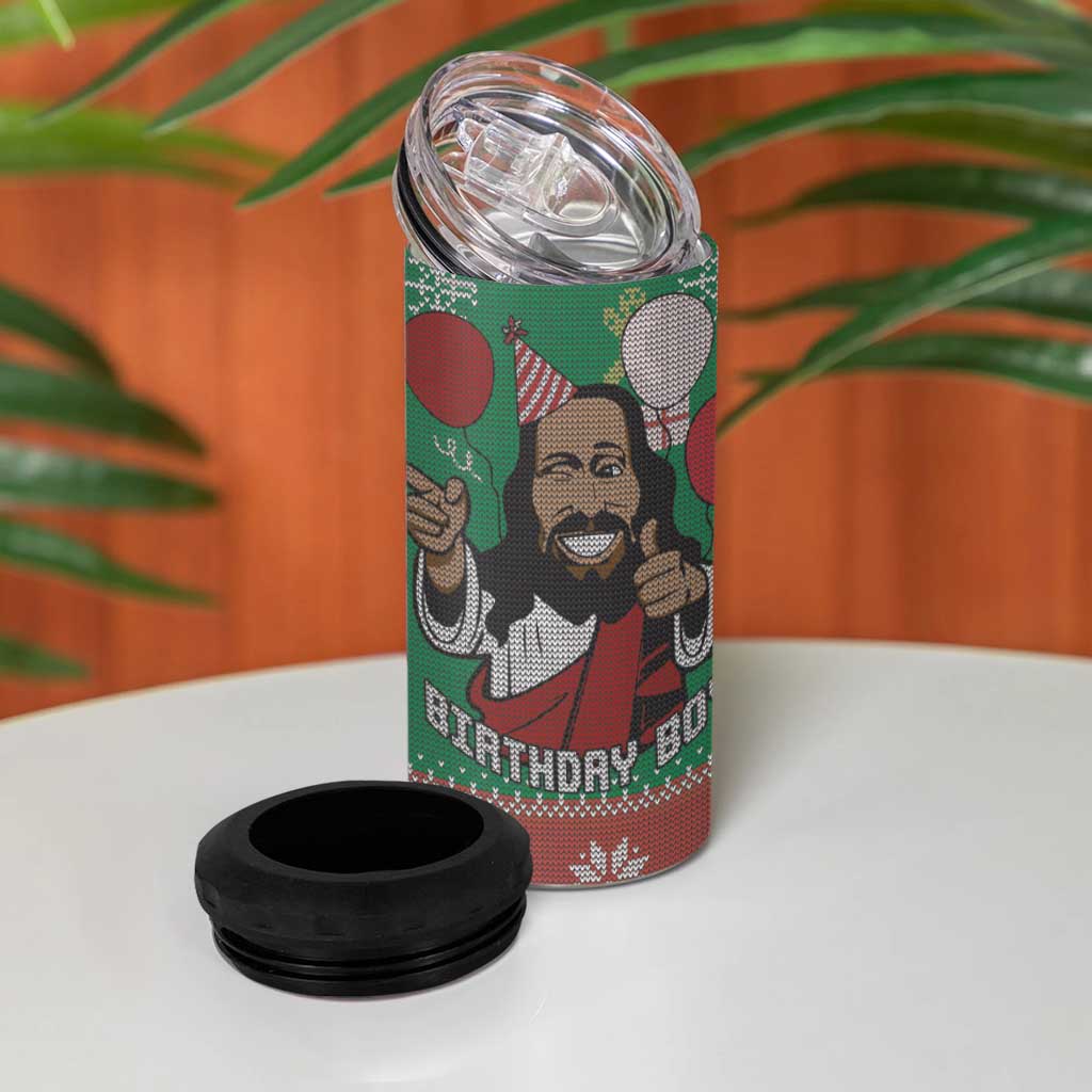 Birthday Boy Jesus 4 in 1 Can Cooler Tumbler African Christian - Wonder Print Shop
