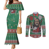 Birthday Boy Jesus Couples Matching Mermaid Dress and Long Sleeve Button Shirt African Christian