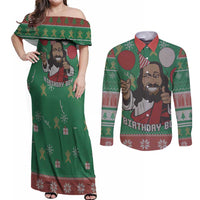 Birthday Boy Jesus Couples Matching Off Shoulder Maxi Dress and Long Sleeve Button Shirt African Christian - Wonder Print Shop
