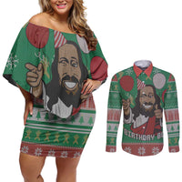 Birthday Boy Jesus Couples Matching Off Shoulder Short Dress and Long Sleeve Button Shirt African Christian - Wonder Print Shop