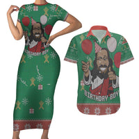 Birthday Boy Jesus Couples Matching Short Sleeve Bodycon Dress and Hawaiian Shirt African Christian - Wonder Print Shop