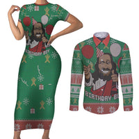 Birthday Boy Jesus Couples Matching Short Sleeve Bodycon Dress and Long Sleeve Button Shirt African Christian - Wonder Print Shop
