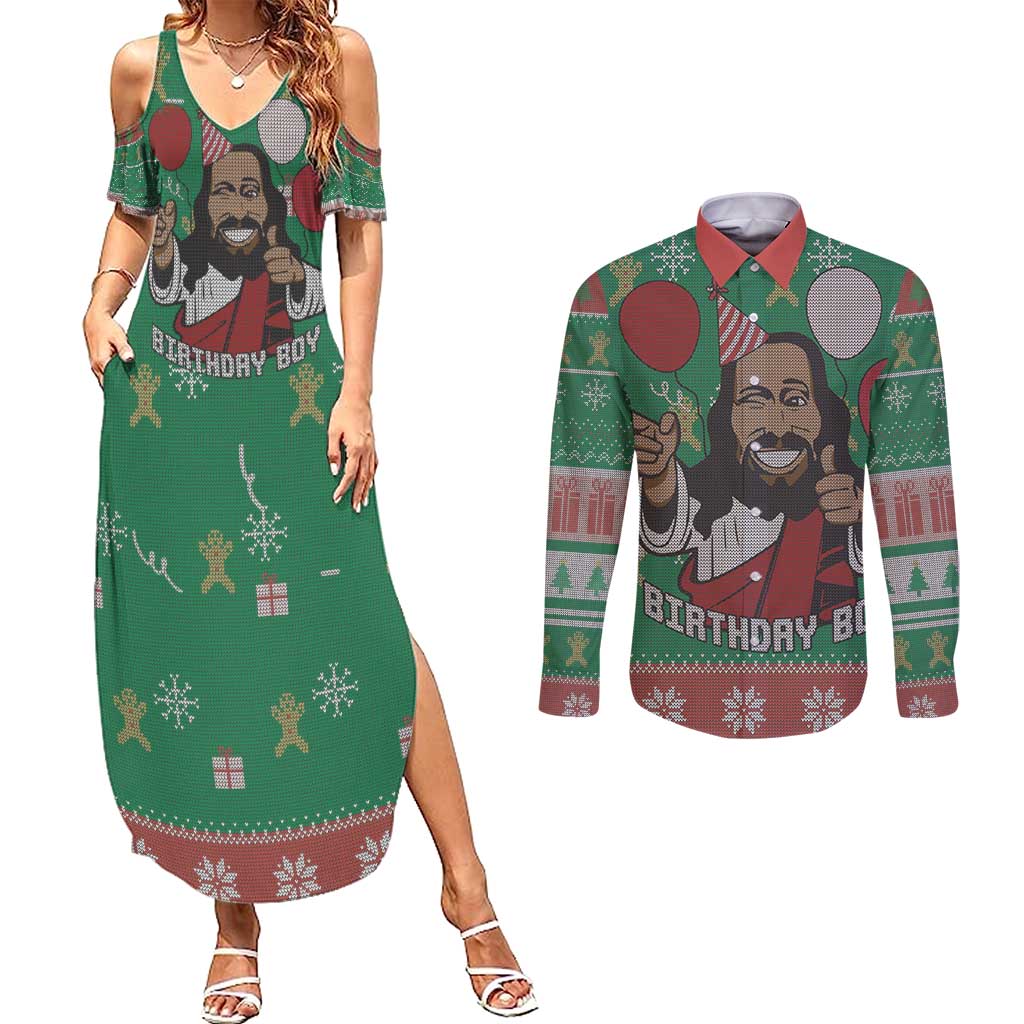 Birthday Boy Jesus Couples Matching Summer Maxi Dress and Long Sleeve Button Shirt African Christian - Wonder Print Shop