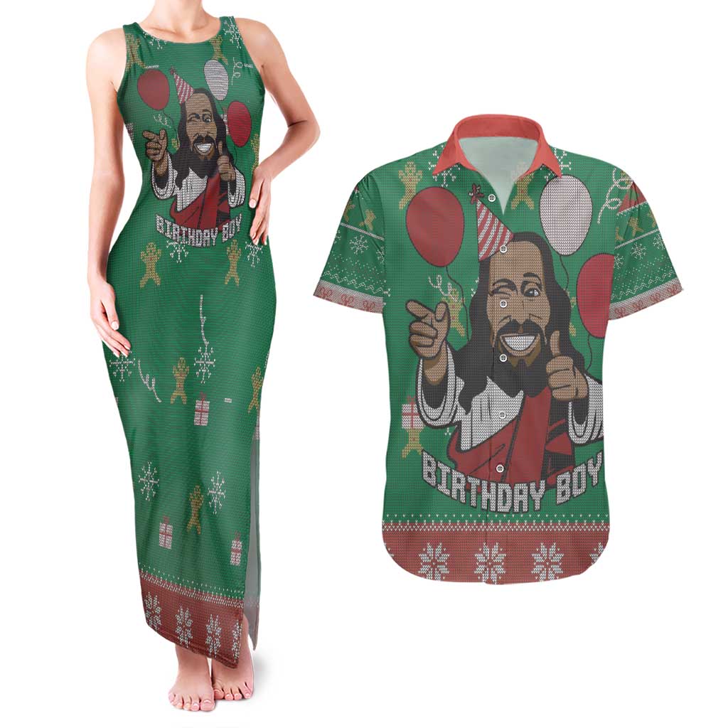 Birthday Boy Jesus Couples Matching Tank Maxi Dress and Hawaiian Shirt African Christian - Wonder Print Shop