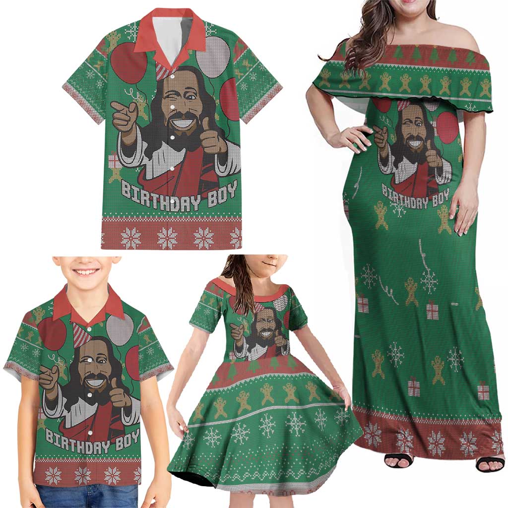 Birthday Boy Jesus Family Matching Off Shoulder Maxi Dress and Hawaiian Shirt African Christian - Wonder Print Shop