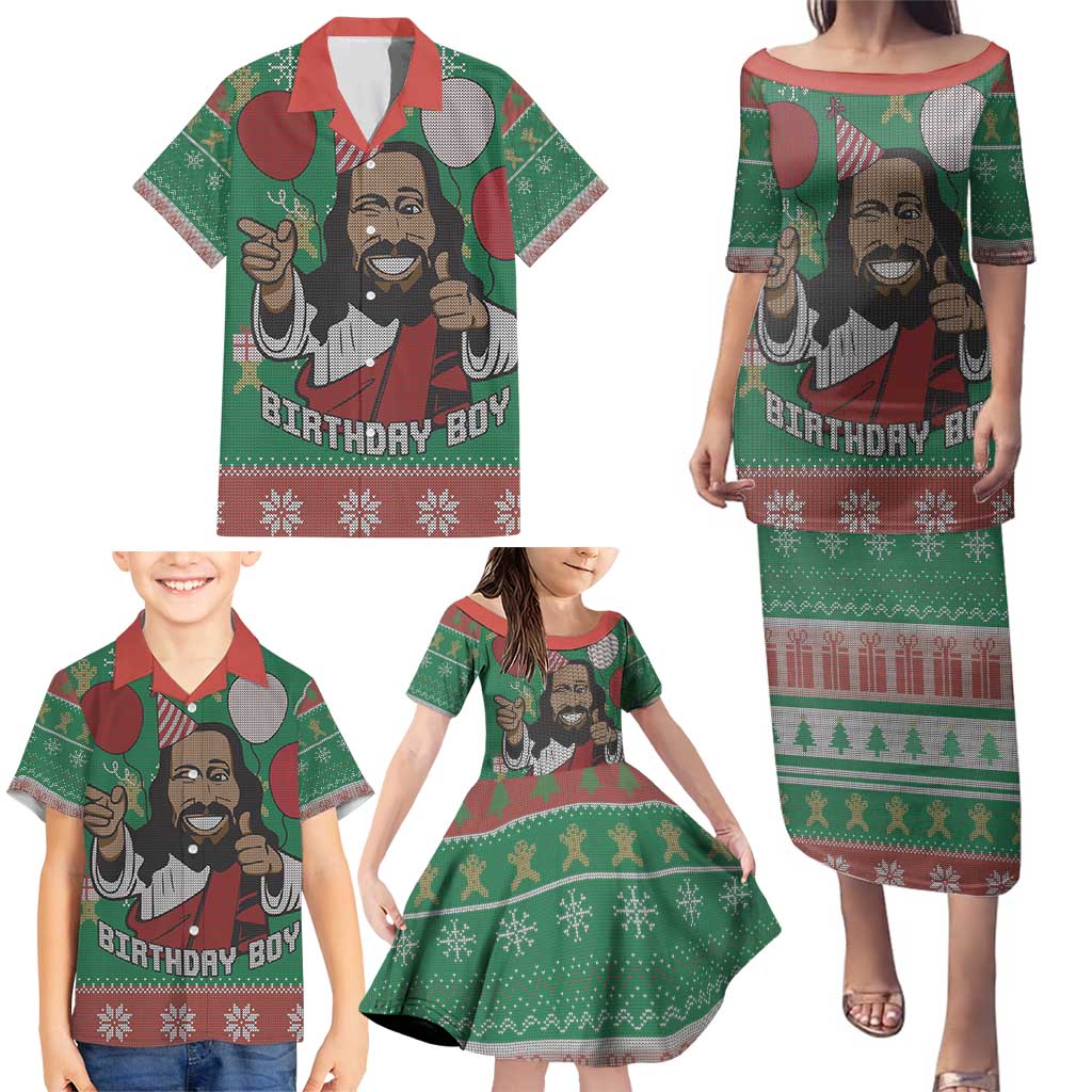 Birthday Boy Jesus Family Matching Puletasi and Hawaiian Shirt African Christian - Wonder Print Shop