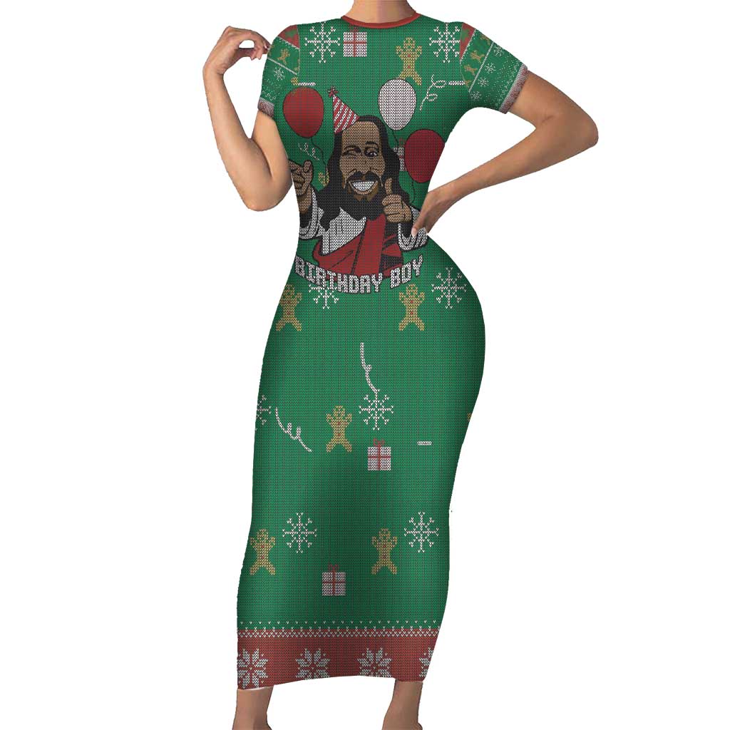 Birthday Boy Jesus Family Matching Short Sleeve Bodycon Dress and Hawaiian Shirt African Christian - Wonder Print Shop
