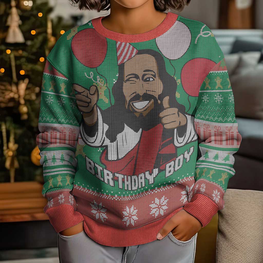 Birthday Boy Jesus Kid Ugly Christmas Sweater African Christian - Wonder Print Shop