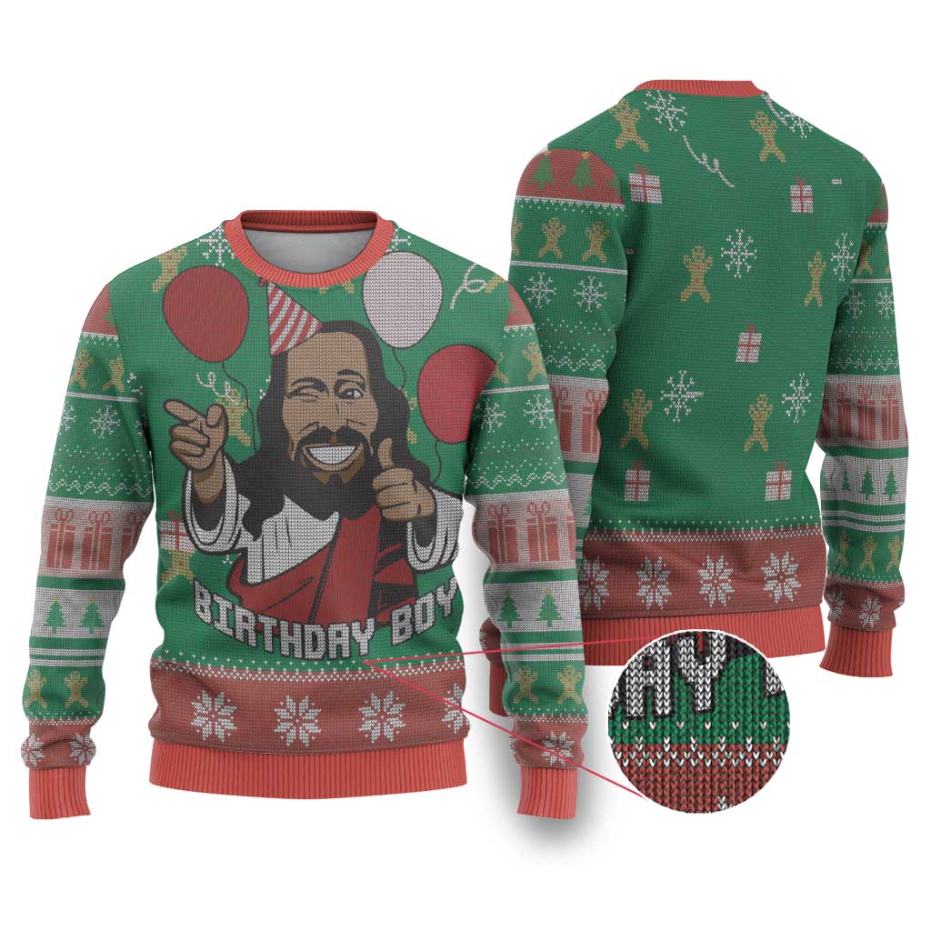 Birthday Boy Jesus Ugly Christmas Sweater African Christian - Wonder Print Shop