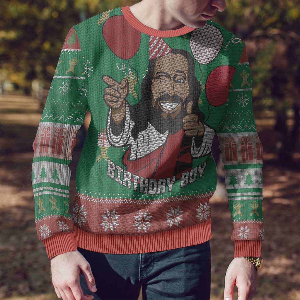 Birthday Boy Jesus Ugly Christmas Sweater African Christian - Wonder Print Shop