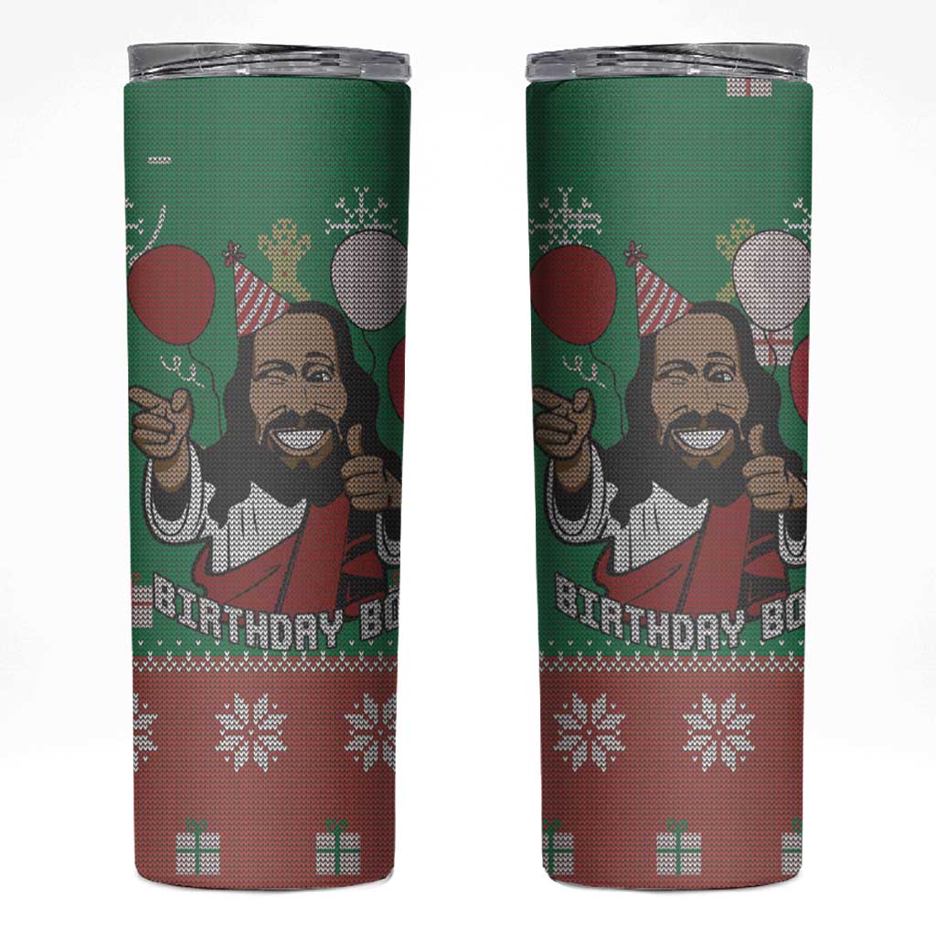 Birthday Boy Jesus Skinny Tumbler African Christian - Wonder Print Shop