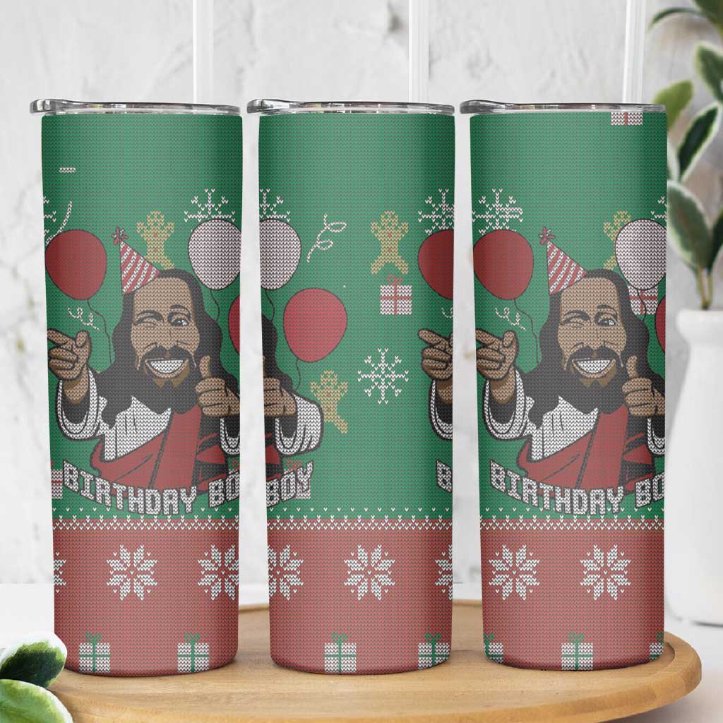Birthday Boy Jesus Skinny Tumbler African Christian - Wonder Print Shop
