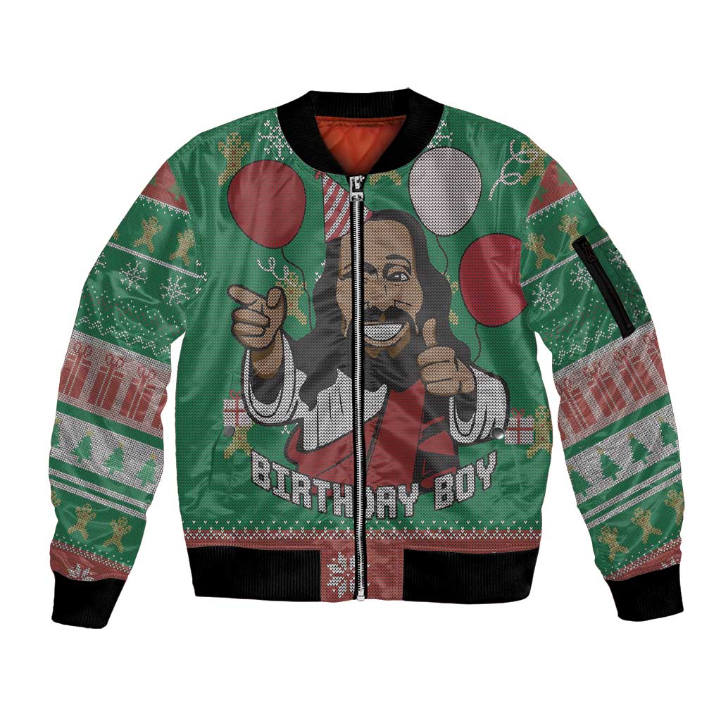 Birthday Boy Jesus Sleeve Zip Bomber Jacket African Christian - Wonder Print Shop