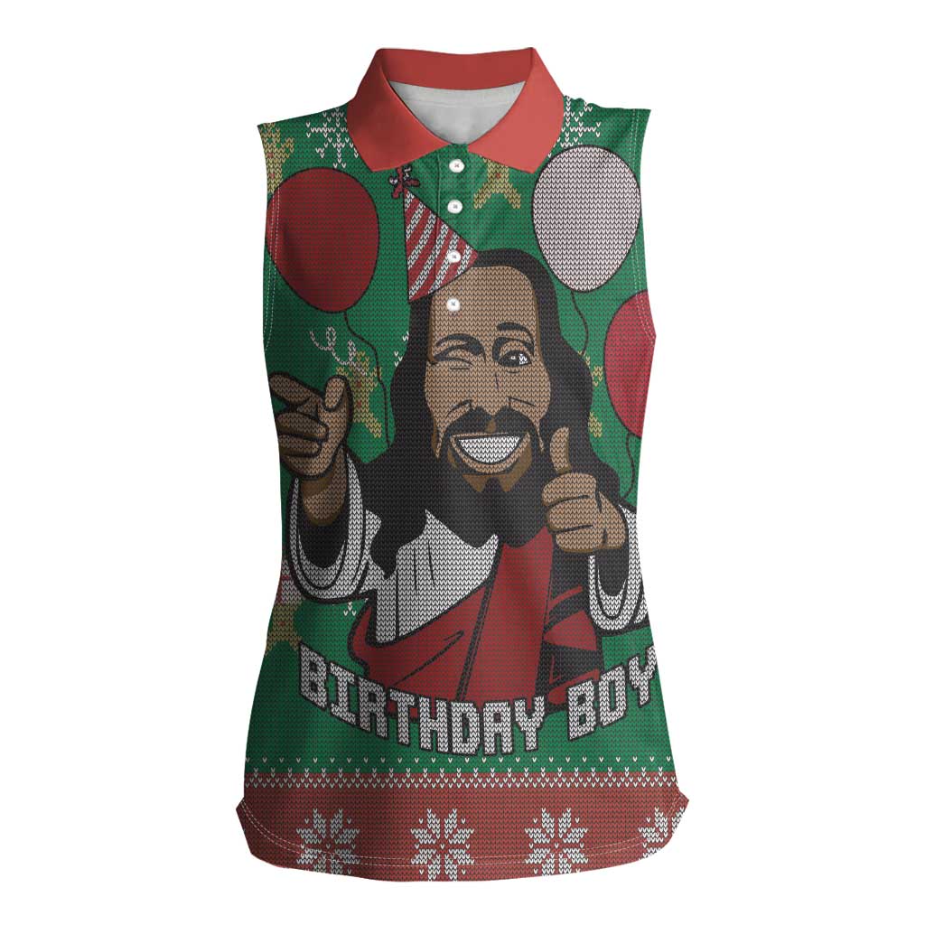 Birthday Boy Jesus Women Sleeveless Polo Shirt African Christian - Wonder Print Shop