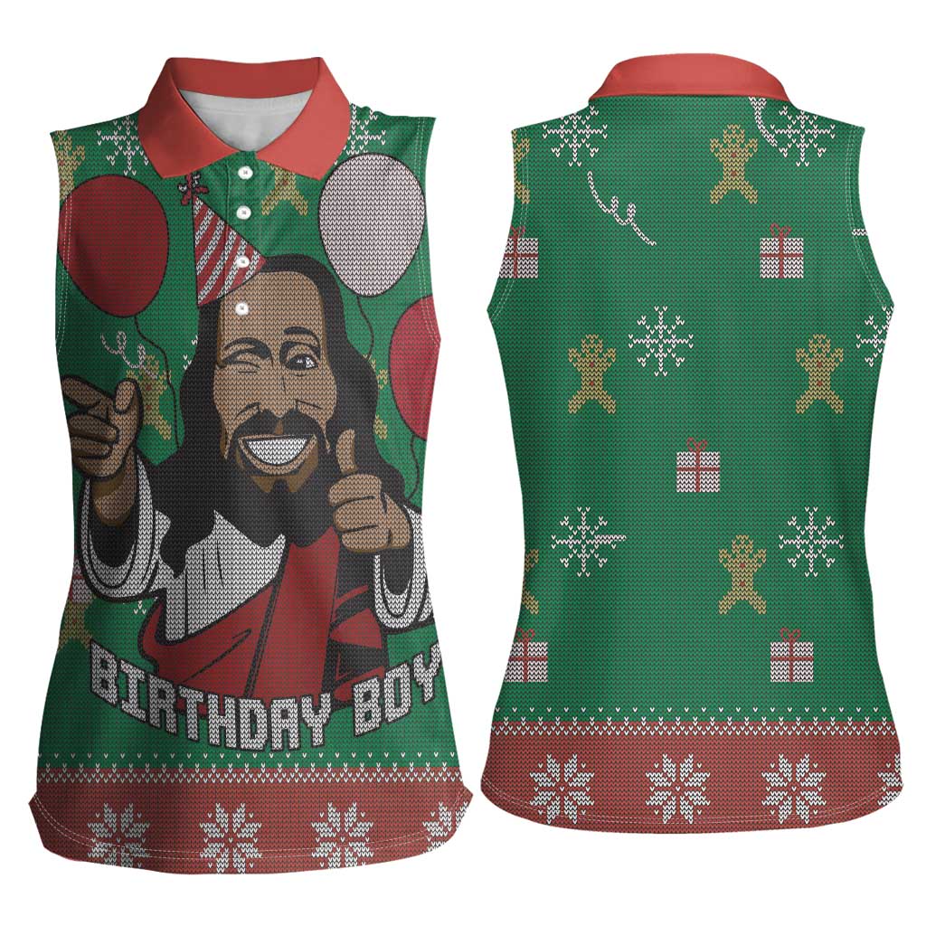 Birthday Boy Jesus Women Sleeveless Polo Shirt African Christian - Wonder Print Shop