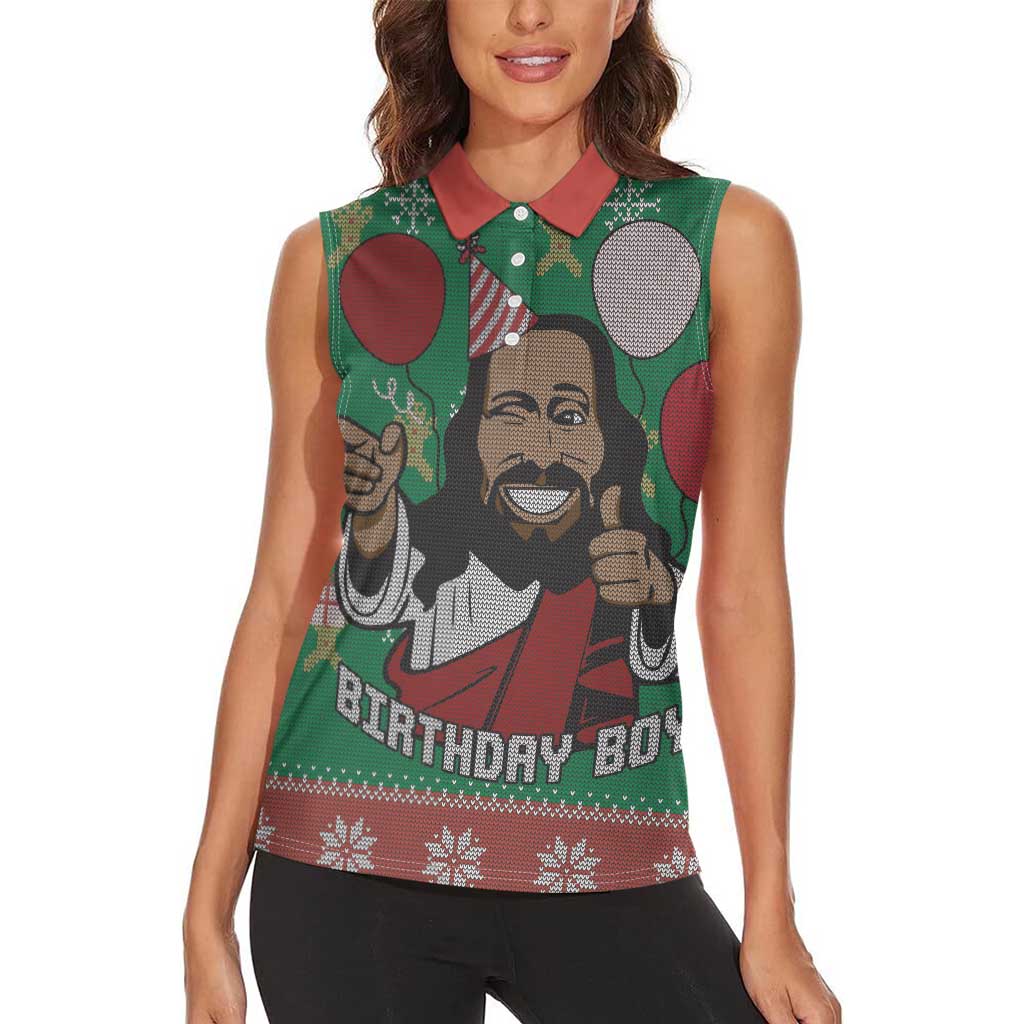 Birthday Boy Jesus Women Sleeveless Polo Shirt African Christian - Wonder Print Shop