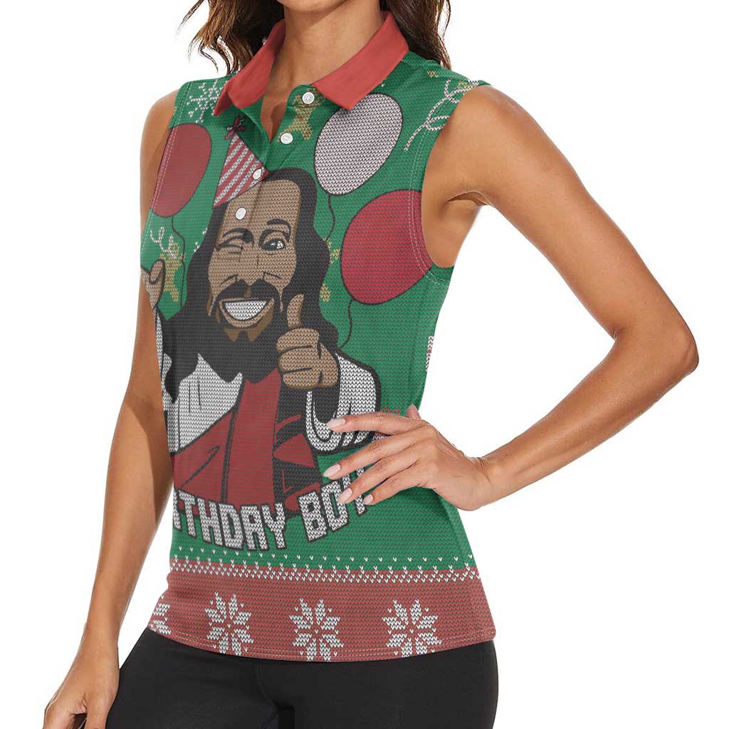 Birthday Boy Jesus Women Sleeveless Polo Shirt African Christian - Wonder Print Shop