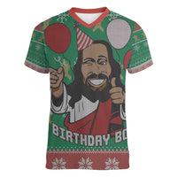 Birthday Boy Jesus Women V-Neck T-Shirt African Christian - Wonder Print Shop