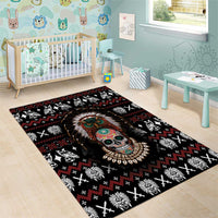 Warrior Of Indian Skull Area Rug Native American - Wonder Print Shop