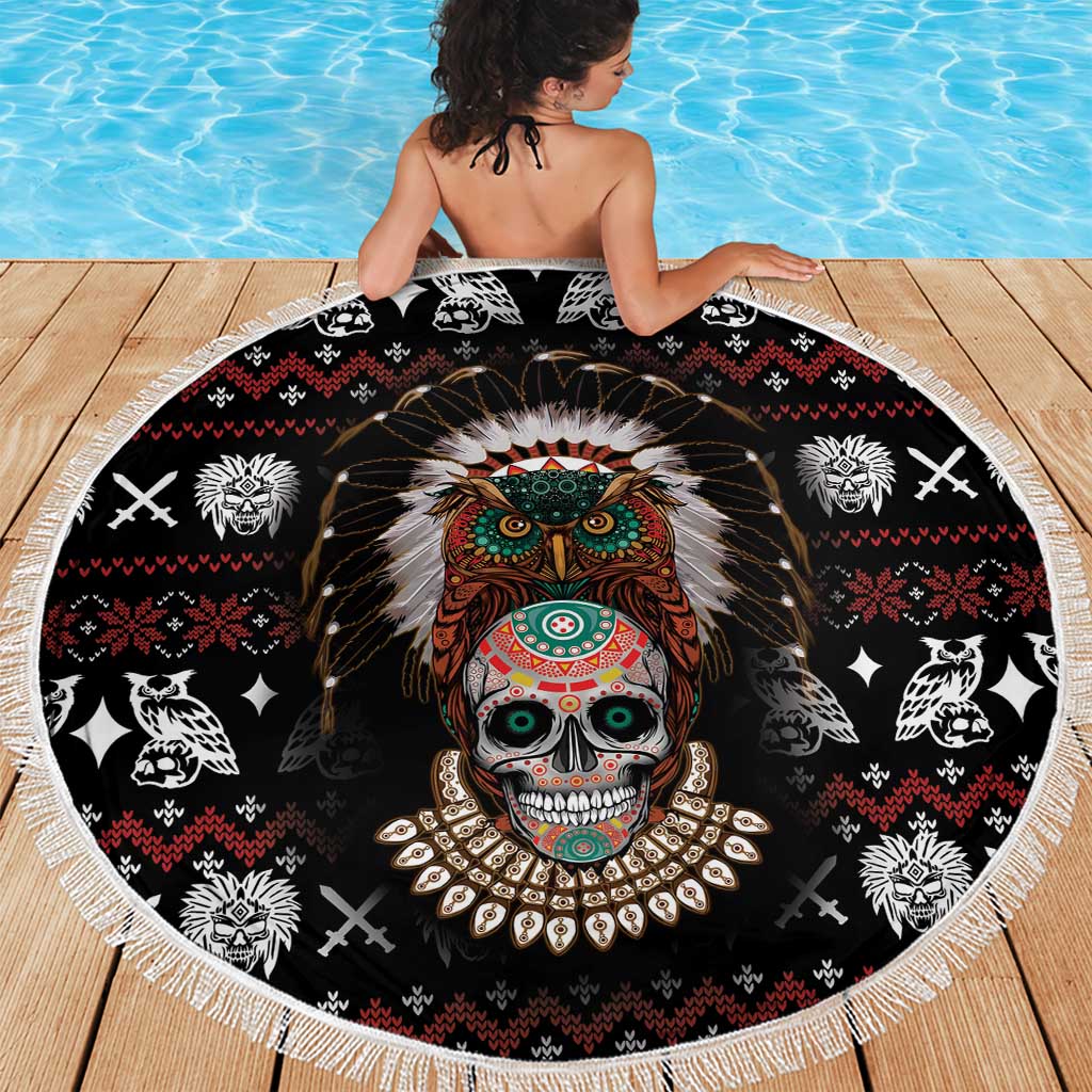 Warrior Of Indian Skull Beach Blanket Native American - Wonder Print Shop