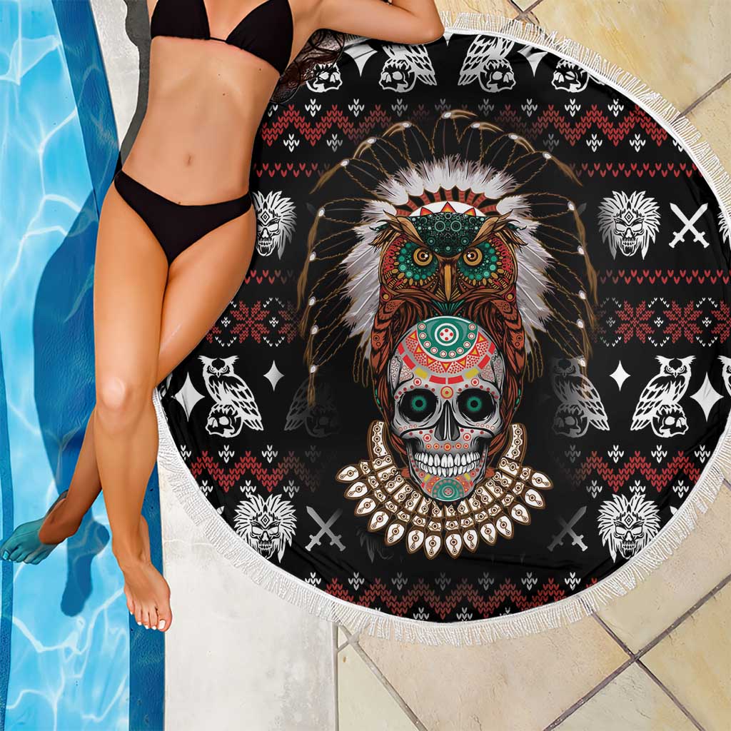 Warrior Of Indian Skull Beach Blanket Native American - Wonder Print Shop