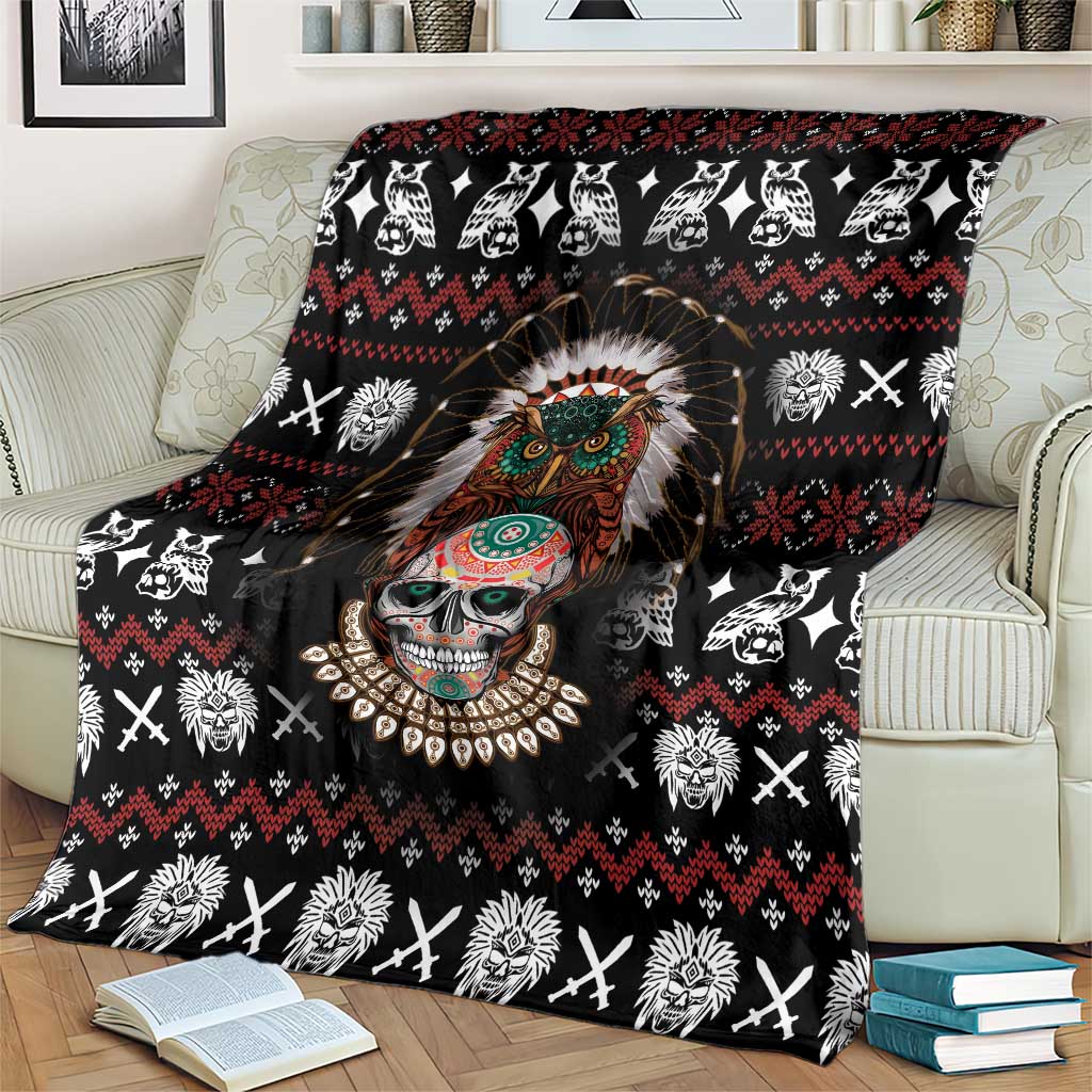 Warrior Of Indian Skull Blanket Native American