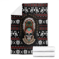 Warrior Of Indian Skull Blanket Native American
