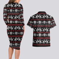 Warrior Of Indian Skull Couples Matching Long Sleeve Bodycon Dress and Hawaiian Shirt Native American - Wonder Print Shop