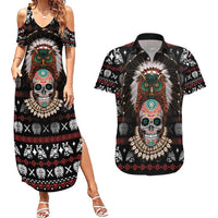 Warrior Of Indian Skull Couples Matching Summer Maxi Dress and Hawaiian Shirt Native American - Wonder Print Shop