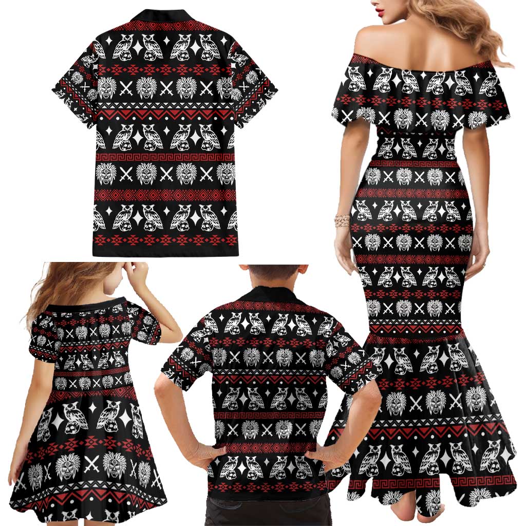 Warrior Of Indian Skull Family Matching Mermaid Dress and Hawaiian Shirt Native American - Wonder Print Shop