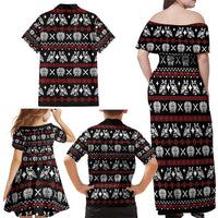 Warrior Of Indian Skull Family Matching Off Shoulder Maxi Dress and Hawaiian Shirt Native American - Wonder Print Shop