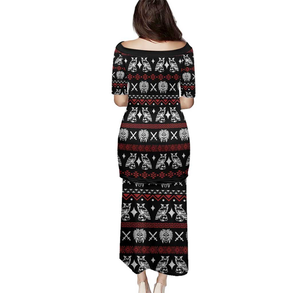 Warrior Of Indian Skull Family Matching Puletasi and Hawaiian Shirt Native American - Wonder Print Shop