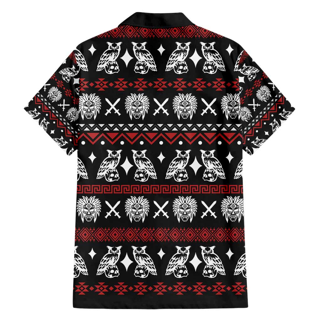 Warrior Of Indian Skull Family Matching Short Sleeve Bodycon Dress and Hawaiian Shirt Native American - Wonder Print Shop