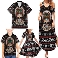 Warrior Of Indian Skull Family Matching Summer Maxi Dress and Hawaiian Shirt Native American - Wonder Print Shop