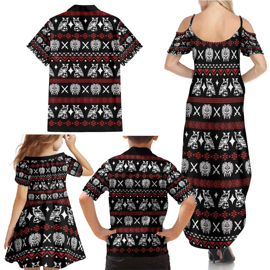 Warrior Of Indian Skull Family Matching Summer Maxi Dress and Hawaiian Shirt Native American - Wonder Print Shop