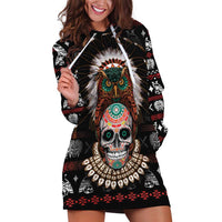 Warrior Of Indian Skull Hoodie Dress Native American - Wonder Print Shop